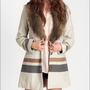 Gentle Fawn Striped Coat, removable fur